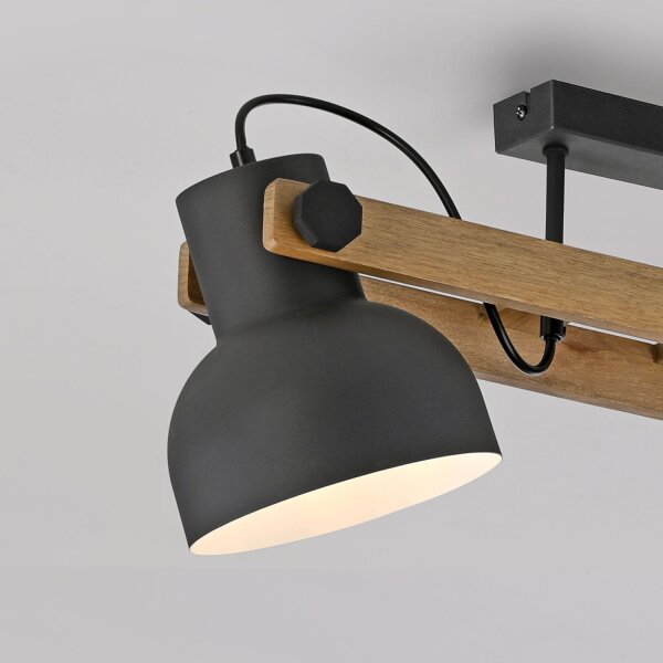 Plafonnier réglable bois métal E27 L:72 cm
