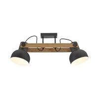Plafonnier réglable bois métal E27 L:72 cm