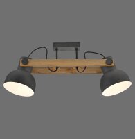 Plafonnier réglable bois métal E27 L:72 cm