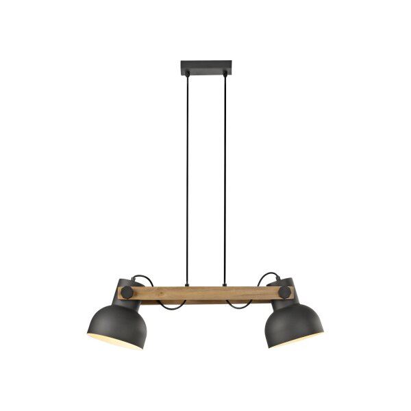 Suspension industrielle bois métal E27 flexible