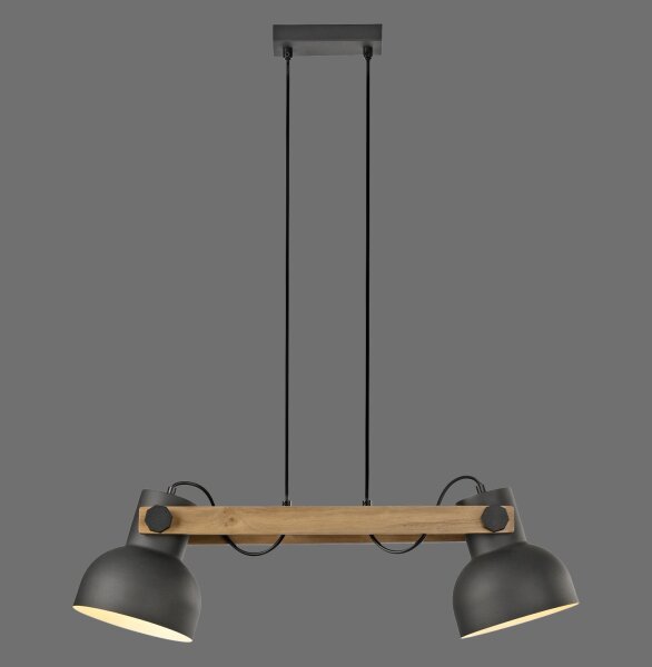 Suspension industrielle bois métal E27 flexible