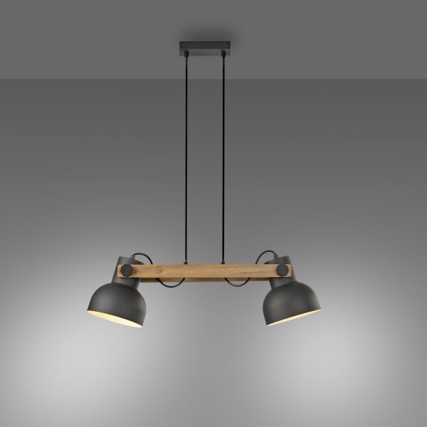 Suspension industrielle bois métal E27 flexible