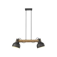 Suspension industrielle bois métal E27 flexible