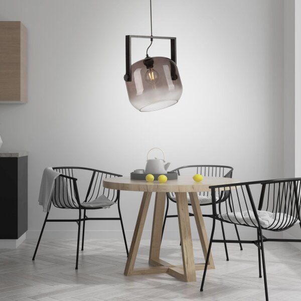 Blendarme Lampe à suspendre verre métal L:35 cm E27 Industrie