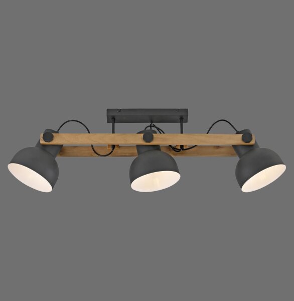 Plafonnier bois métal E27 96 cm 3-flamme flexible