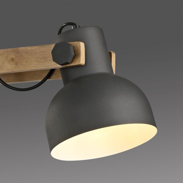 Suspension bois métal E27 96 cm 3-flamme flexible