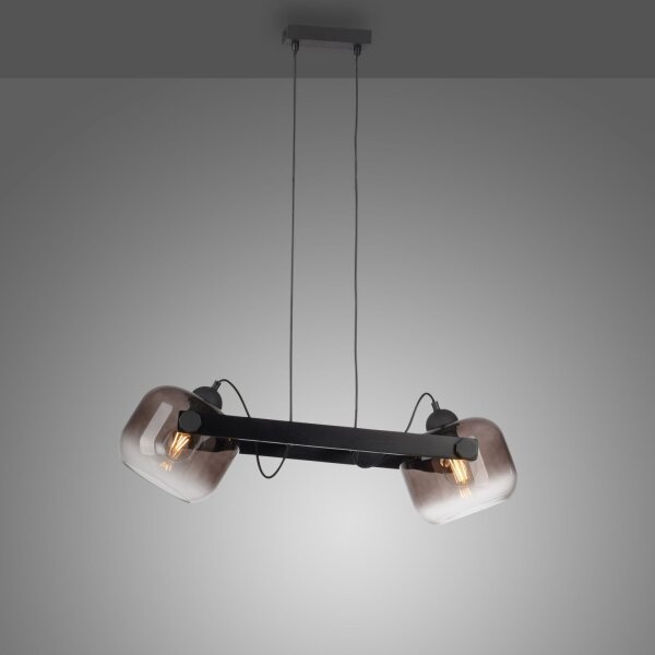 Lampe à suspendre verre métal E27 68 cm 2 flammes orientable