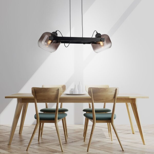 Lampe à suspendre verre métal E27 68 cm 2 flammes orientable