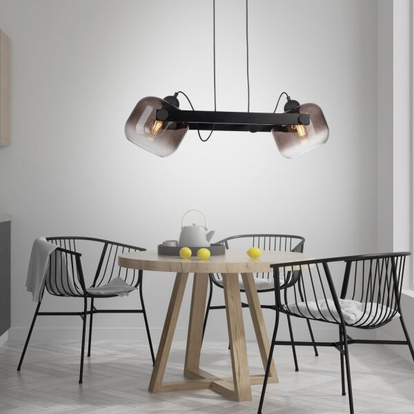 Lampe à suspendre verre métal E27 68 cm 2 flammes orientable