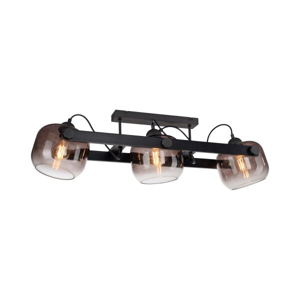 Spot de plafond verre métal E27 90 cm 3-flamme orientable