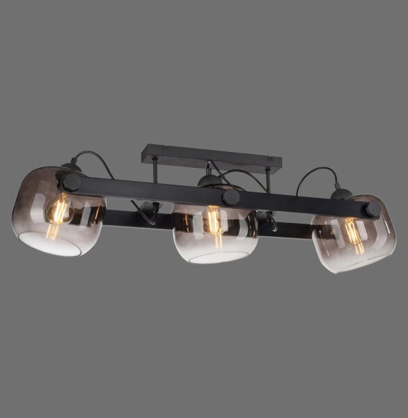 Spot de plafond verre métal E27 90 cm 3-flamme orientable