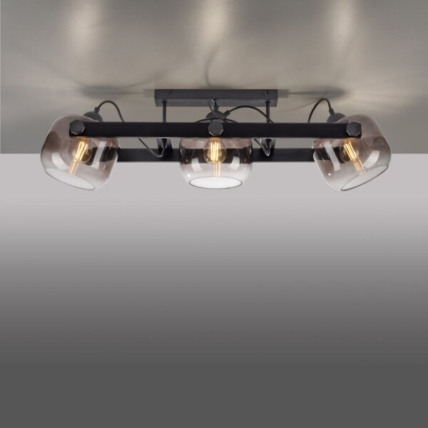 Spot de plafond verre métal E27 90 cm 3-flamme orientable