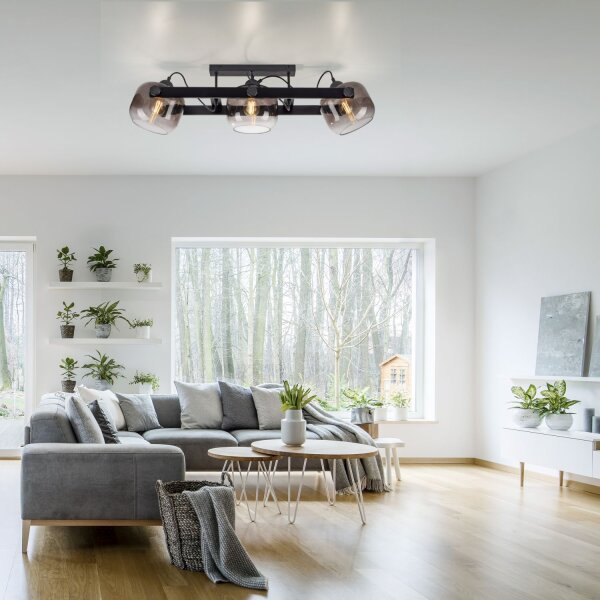 Spot de plafond verre métal E27 90 cm 3-flamme orientable