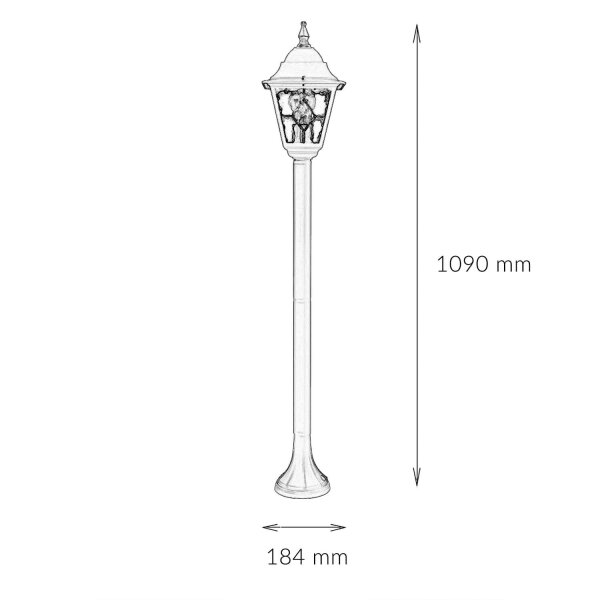 Lampe dallée noire résistante aux intempéries H:109cm LEADWORTH