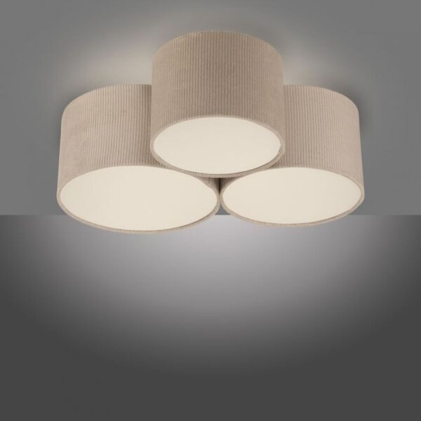 Lampe de plafonnier confortable Beige E27 L:70 cm 3-flmg faible éblouissement