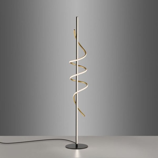 Lampadaire LED à intensité variable 144 cm 3000 lm noir laiton