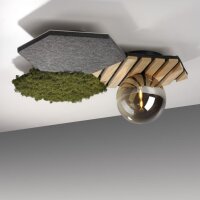Plafonnier LED feutre chêne mousse verre...
