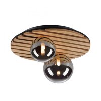 Lampe de plafonnier confortable Boules de verre en bois...