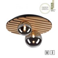 Lampe de plafonnier confortable Boules de verre en bois...
