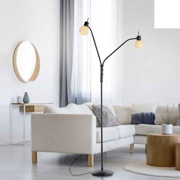 Lampadaire flexible verre métal 170 cm incl E14 3000 K