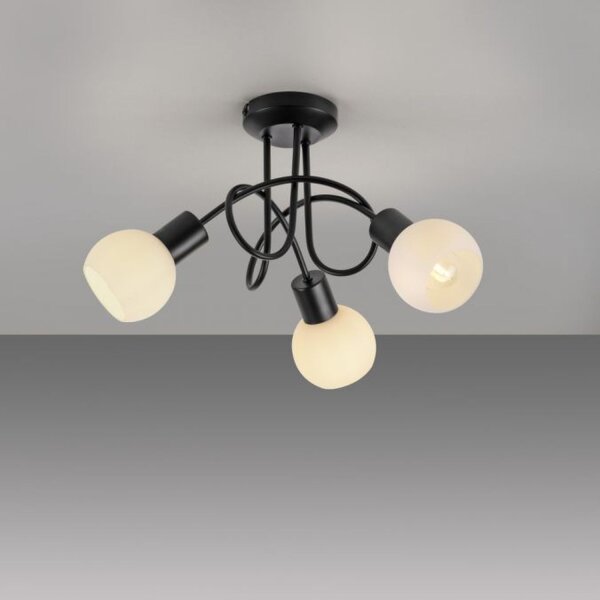 Lampe de plafonnier métal verre L:38 cm incl E14 décoratif