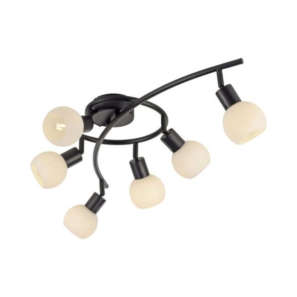 Spot de plafond verre métal 6 flammes incl E14 5 W flexible