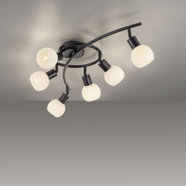 Spot de plafond verre métal 6 flammes incl E14 5 W flexible