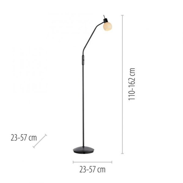 Lampadaire ajustable Abat-jour en verre faible éblouissement incl E14