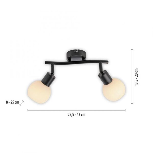 Spot de plafond verre métal 43 cm incl E14 5 W flexible