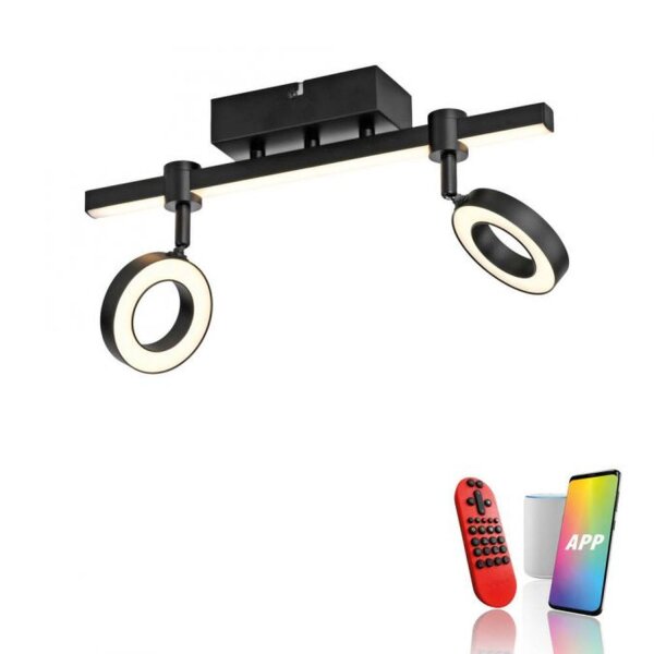 Spot de plafond LED ajustable noir lumière RGB variable