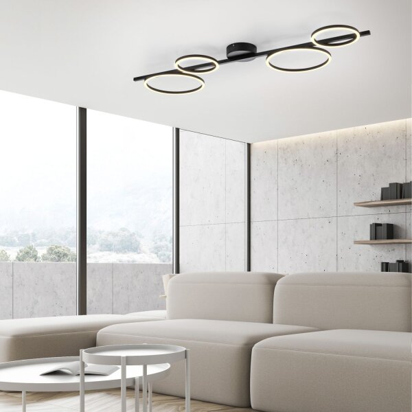 Lampe de plafonnier LED noire métal 120 cm allongée 4850 lm