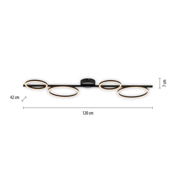 Lampe de plafonnier LED noire métal 120 cm allongée 4850 lm