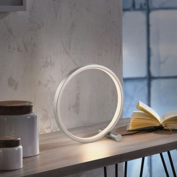 Lampe de table LED Argent Métal Anneau H:25,5 cm 3000 K 10 W