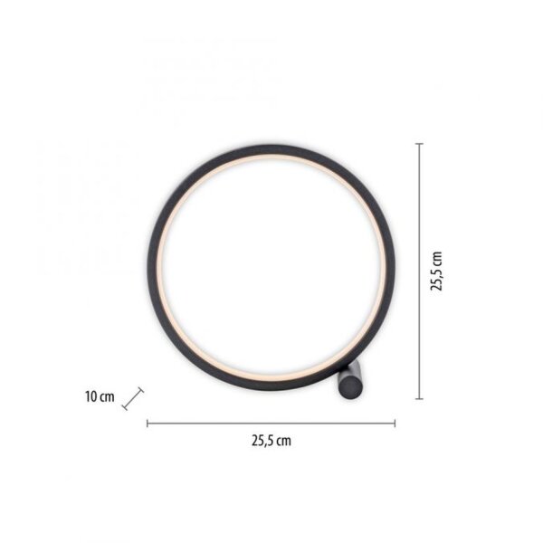 LED Lampe de table noir anneau métallique H:25,5 cm 1290 lm