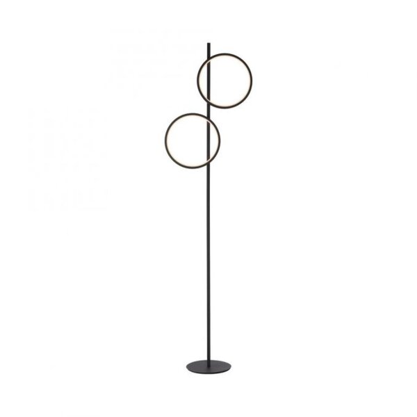 Lampadaire LED Noir Métal Anneaux 151 cm 1290 lm