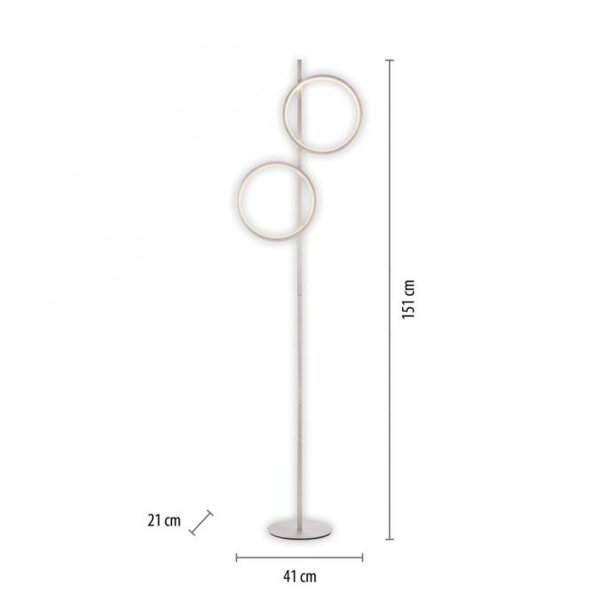Lampadaire LED Argent Métal Anneaux 151 cm 1290 lm 10 W