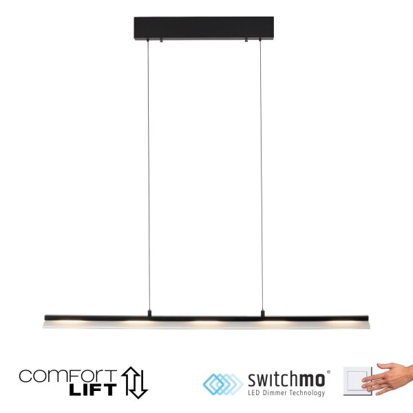 Suspension LED dimmable métal 100 cm 2900 lm noir