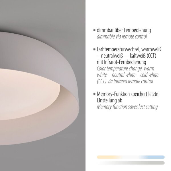 Lampe de plafonnier LED à intensité variable Blanc Métal Ø40 cm 2700-5000 K
