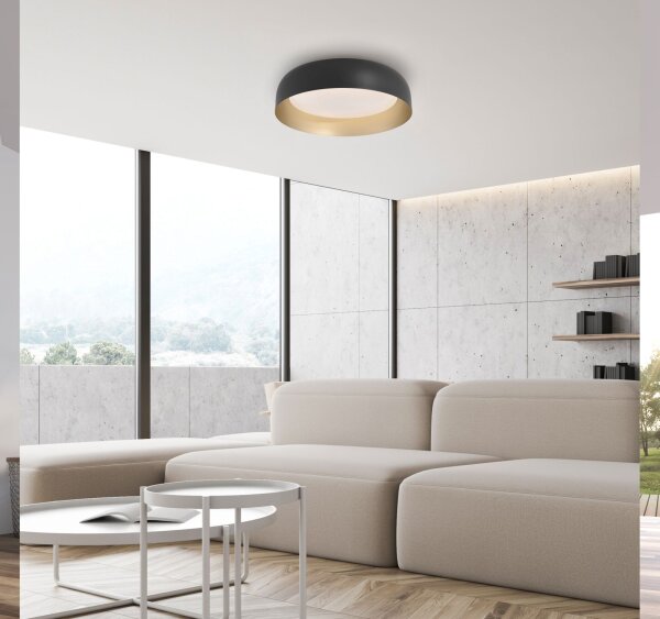Lampe de plafonnier LED à intensité variable noir or Ø40 cm 2850 lm