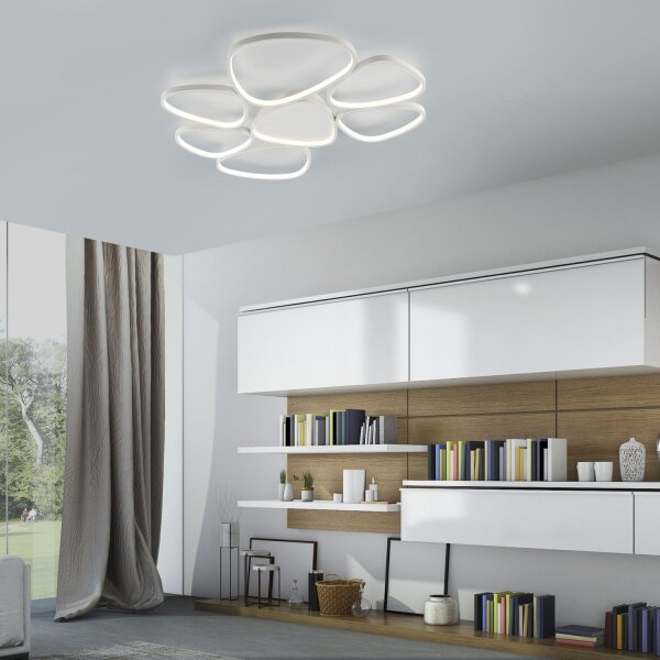 Lampe de plafonnier LED Blanc Métal 3000 K 6100 lm L:92 cm