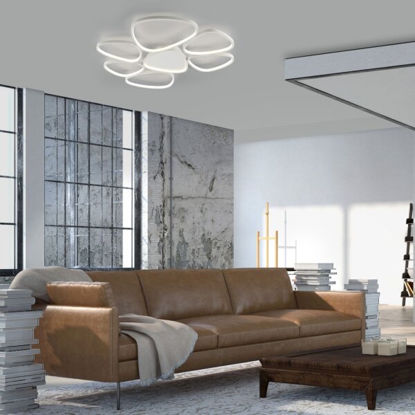 Lampe de plafonnier LED Blanc Métal 3000 K 6100 lm L:92 cm