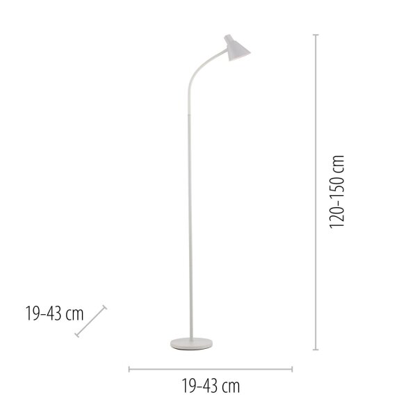 Lampadaire LED blanc métal 150 cm 4 W 3000 K flexible