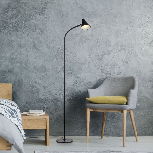 Lampadaire LED noir métal 150 cm 3000 K flexible