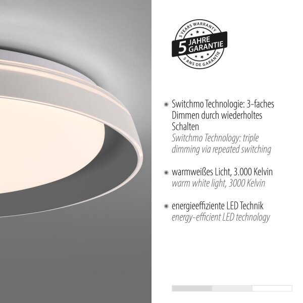 Blendarme LED Lampe de plafonnier Gris Ø43 cm 2630 lm dimmable