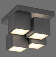 Plafonnier LED Métal Cube L:30 cm 2400 lm Noir