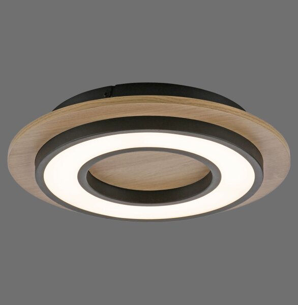 Lampe de plafonnier LED bois métal 3000 K confortable à faible éblouissement