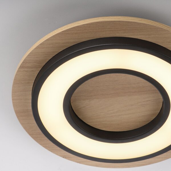Lampe de plafonnier LED bois métal 3000 K confortable à faible éblouissement