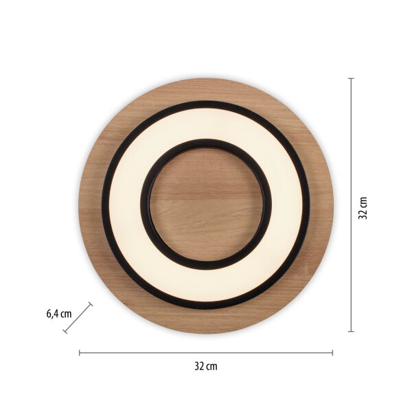 Lampe de plafonnier LED bois métal 3000 K confortable à faible éblouissement