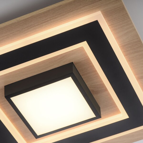 Lampe de plafonnier LED bois métal 2150 lm confortable faible éblouissement