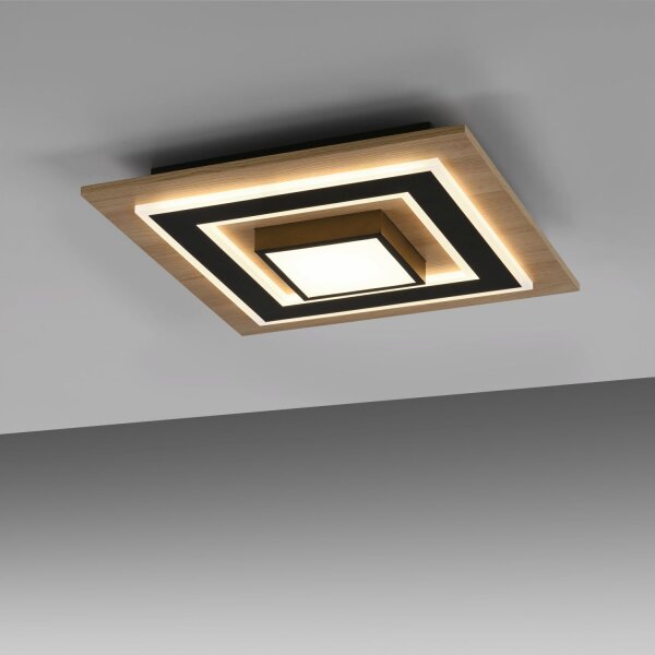 Lampe de plafonnier LED bois métal 2150 lm confortable faible éblouissement